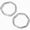 Silver-tone Macaroni Tube Stretch Bracelets - 2 Pack