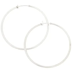 Silver-tone 40mm Clip-On Hoop Earrings