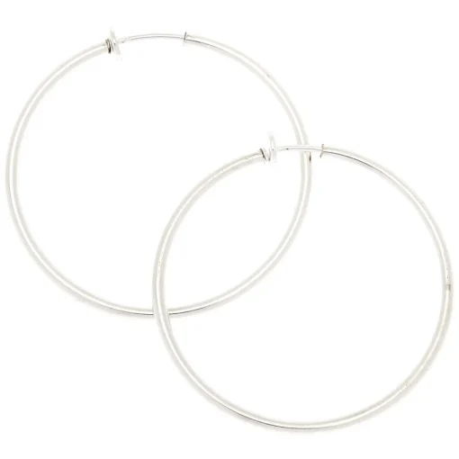 Silver-tone 40mm Clip-On Hoop Earrings