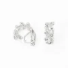 Silver-tone 10mm Crystal Leaf Clip-On Earrings