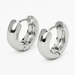Silver-tone 15mm Huggie Hoop Earrings
