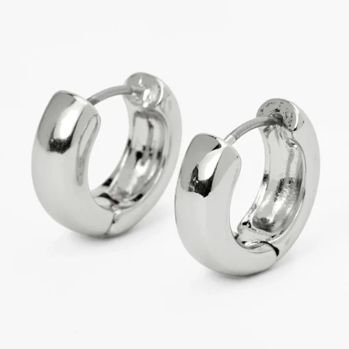 Silver-tone 15mm Huggie Hoop Earrings