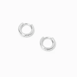 Silver-tone 10mm Huggie Hoop Earrings