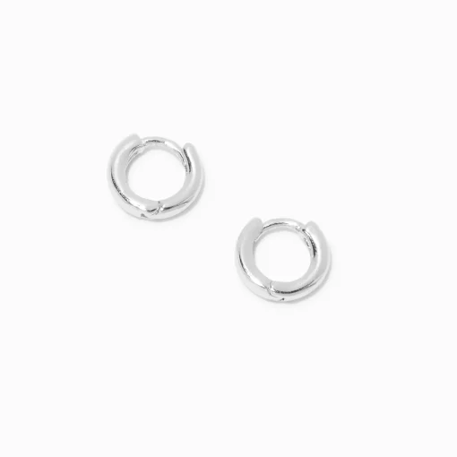 Silver-tone 10mm Huggie Hoop Earrings