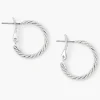 Silver-tone 20mm Laser Cut Twisted Hoop Earrings