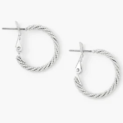 Silver-tone 20mm Laser Cut Twisted Hoop Earrings