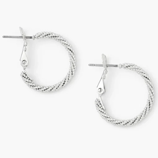 Silver-tone 20mm Laser Cut Twisted Hoop Earrings