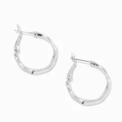 Silver-tone 25mm Molten Hoop Earrings