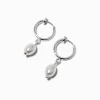 Silver-tone 10mm Pearl Clip-On Huggie Hoop Earrings