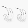 Silver-tone 15mm Thin Triple Hoop Earrings