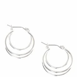 Silver-tone 20mm Triple Hoop Earrings