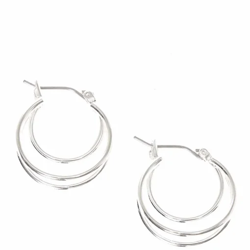 Silver-tone 20mm Triple Hoop Earrings