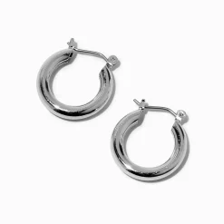 Silver-tone 20mm Tube Hoop Earrings