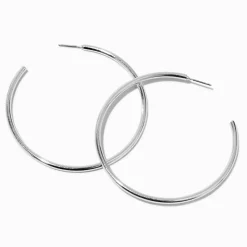 Silver-tone 60mm Tubular Hoop Earrings