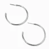 Silver-tone 40mm Tubular Hoop Earrings
