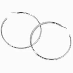 Silver-tone 80mm Tubular Hoop Earrings