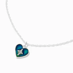 Silver-tone Mood Heart Pendant Necklace