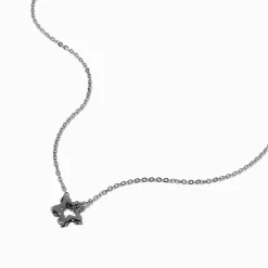 Silver-tone Open Crystal Pavé Star Pendant Necklace