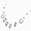 Silver-tone Oval Hoop Earring Stackables Set - 6 Pack