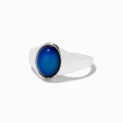 Silver-tone Oval Mood Ring