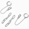 Silver-tone Paper Clip Chain Connector Earring Set - 3 Pack