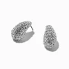 Silver-tone Pavé Bean Cluster Stud Earrings