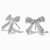 Silver-tone Pavé Crystal Bow Stud Earrings