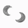 Silver-tone Pavé Crystal Crescent Moon Stud Earrings