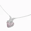 Silver-tone Pavé Heart & Butterfly Pendant Necklace