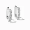 Silver-tone Pavé U Hoop Earrings