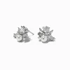 Silver-tone Pearl & Cubic Zirconia Cluster Stud Earrings