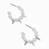 Silver-tone Pearl & Spike 10mm Hoop Earrings