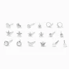 Silver-tone Pearl Floral Mixed Stud Earrings - 9 Pack