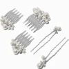 Silver-tone Pearl Hair Combs & Pins - 5 Pack