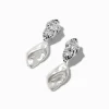 Silver-tone Pearl Smash Clip-On Drop Earrings