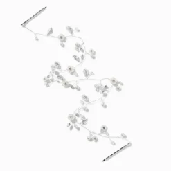 Silver-tone Pearlized Flower Hair Swag