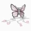 Silver-tone Pink Butterfly Beaded Dangle Hair Claw