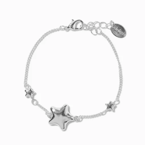 Silver-tone Puffy Star Bracelet