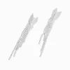 Silver-tone 3" Crystal Chain Fringe Clip-On Drop Earrings