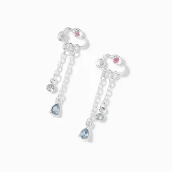 Silver-tone Rain Cloud 1" Drop Earrings