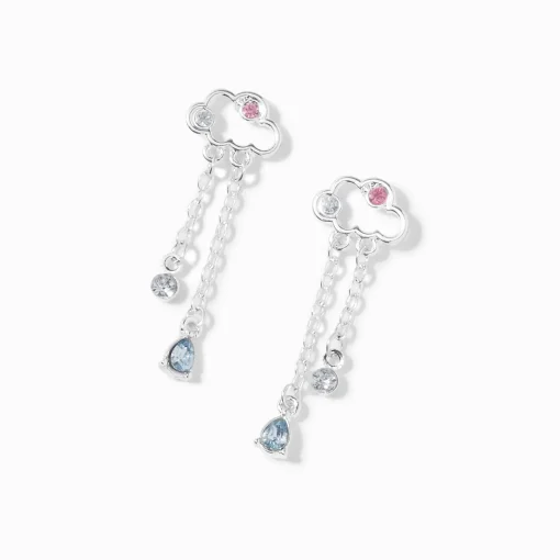 Silver-tone Rain Cloud 1" Drop Earrings