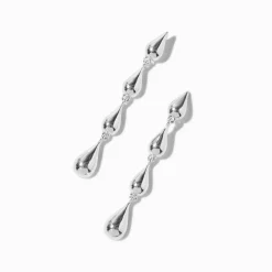 Silver-tone Raindrop Linear Drop Earrings