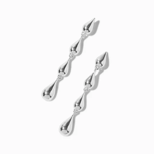 Silver-tone Raindrop Linear Drop Earrings