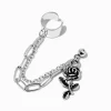 Silver-tone Rose Connector Earrings