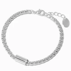 Silver-tone Round Box Chain Bracelet
