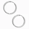 Silver-tone Sandblasted 25mm Hoop Earrings