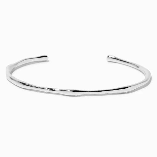 Silver-tone Simple Textured Cuff Bracelet