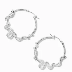 Silver-tone Snake Large Hoop Earrings