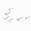 Silver-tone Stacked Bars Stud Earrings - 3 Pack