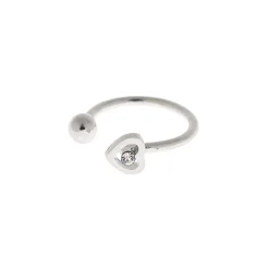 Silver-tone Stainless Steel Heart Outline Faux Nose Ring